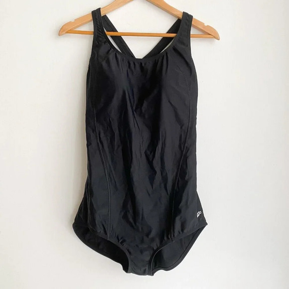 Speedo PowerFlex Plus Size Black  Racer Back Full Coverage Swimsuit 16 - Picture 2 of 7